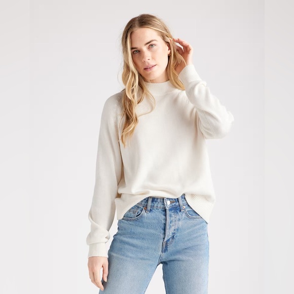 Quince Sweaters - Quince 100% Organic Cotton Mock Neck
Sweater Size Small White Summer Nights
